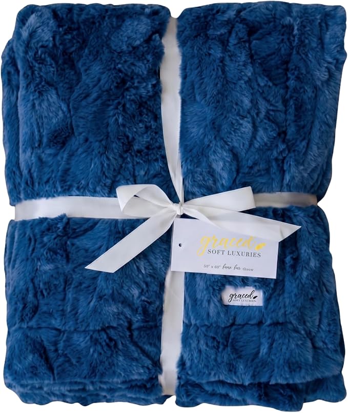 Graced Soft Luxuries Plush Throw — Blue, 50 × 60 inches