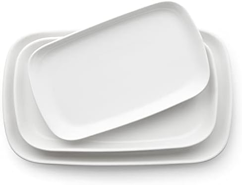 DOWAN Porcelain Serving Platters — Rectangle-White, set of 3, 16/14/12 inches