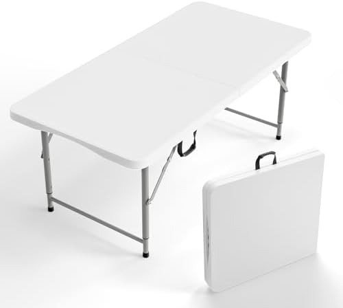 VINGLI 4 FT Plastic Folding Table — 4 ft, White, one table