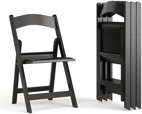 Flash Furniture Hercules Series Resin Folding Chairs — Black, Set of 4, Classic