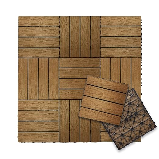 NewTechWood UltraShield Naturale Composite Deck Tiles — Peruvian Teak, 10 Pack