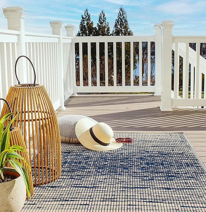 Fab Habitat Reversible Outdoor Rug — Brooklyn Blue, 4′ × 6′