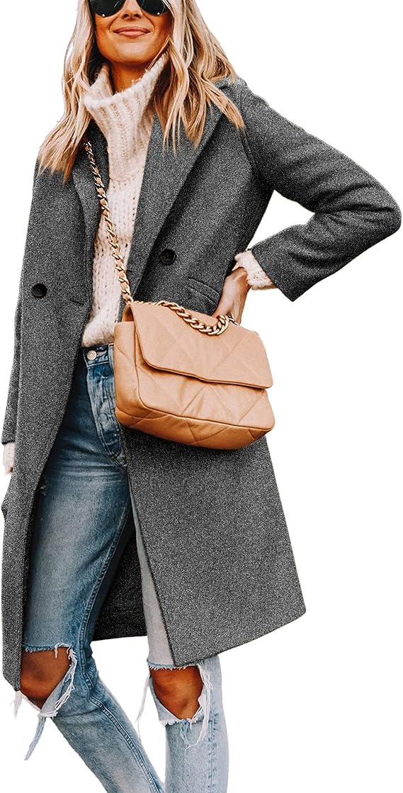 Hooever Double-breasted wool-blend peacoat — Darkgrey