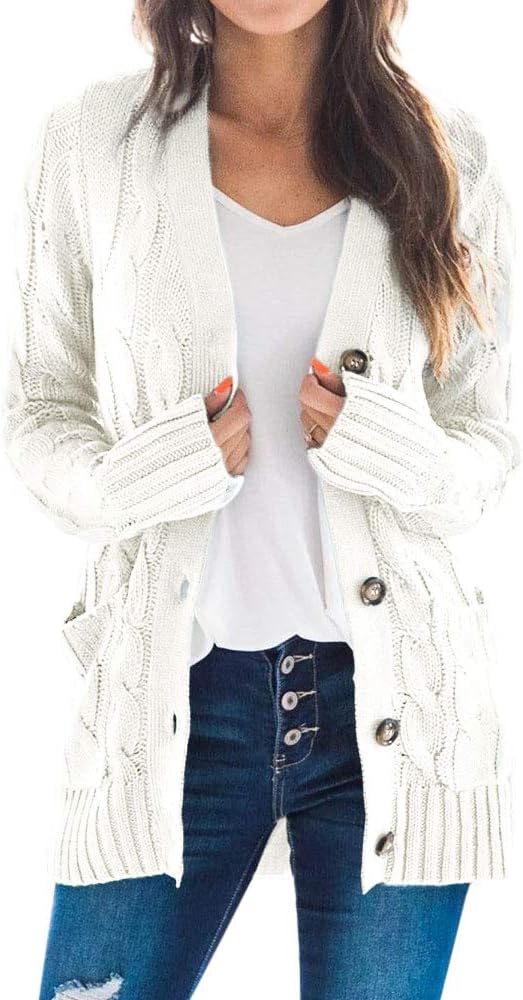 Goranbon cable-knit button cardigan — A05-ivory