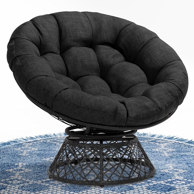 Bme 40-inch Papasan Chair — Onyx Stone / Black Base