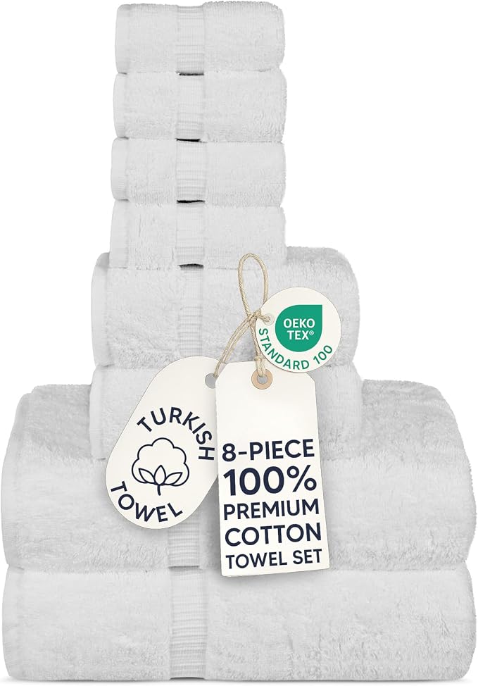 Chakir Turkish Linens 8-Piece Towel Set — White
